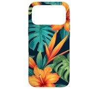 Fleurs d'hibiscus, Feuilles de Palmier et Feuille de Monstera Flore hawaïenne Coque pour iPhone 17 Pro Max