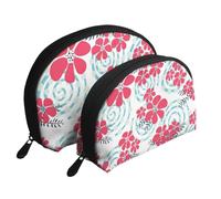 Fleurs d'hiver Rouges et Bleues, Trousse de Maquillage Coquille Femme Petit Porte-Monnaie Trousse de Toilette Trousse à cosmétiques 2 pièces