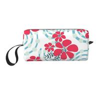 Fleurs d'hiver Rouges et Bleues, Trousse de Maquillage Trousse à cosmétiques Trousse de Toilette de Voyage Portable Pochette de Maquillage