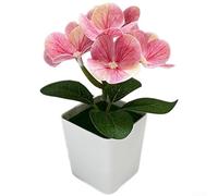 Fleurs d'hortensia artificielles dans un petit pot carré imprimé en 3D - Colle douce - Pour décoration d'intérieur, mariage, centre de table, bureau, décoration de bureau - Arrangement floral à faible