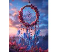 Fleurs Diamond Painting Adulte Attrape-RêVes Diamond Painting, 5D DIY Diamant Art Set, Loisirs Créatifs Adultes Kit, Cristal Art Point de Croix Kit Peinture, Cheerful Painting Enfant, Cadeau -TL67O1