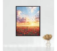 Fleurs Diamond Painting Adulte Pavot Diamond Painting Broderie Diamant Cristal Art Kits, DIY Peinture Diamant Strass Point de Croix Kits, pour Décoration Murale Maison, Cadeau 80 x 100 cm PJY9 5-N