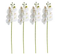 Fleurs D'orchidées Artificielles Blanches En Pot Faux Orchidées Papillon Fleur D'orchidée Artificielle 4pcs Real Touch Phalaenopsis Fleurs Branches Tiges Vertes Pour Mariage Maison Jardin Décor