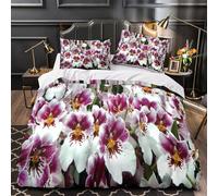 Fleurs d'orchidées Housse de Couette 3D Effet Ultra Douce Microfibre résistante Composition florale éclatante Parure de Lit Fermeture Éclair Confortable Hypoallergique for Hommes Single（140x200cm）