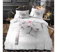 Fleurs d'orchidées Housse de Couette Microfibre Hypoallergique 3D Effet Léger Composition florale éclatante Parure de Lit Fermeture Éclair Ultra Douce Confortable for Garçon Double（200x200cm）