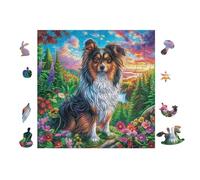 Fleurs du Berger des Shetland 100 Pièces Puzzle Famille en Carton sans Déformation Difficulté Moyenne Activité Familiale Anti-Stress Jeu De Société Soirée Entre Amis 28x28cm