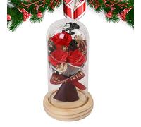 Fleurs en conserve - Under Glass, Beauty and The Beast Flowers | Beauty and the Beast Faits main Brille dans un dôme en verre, fleur romantique artificielle Valentines Rose en soie rouge pour femme