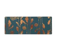 Fleurs en cuivre Art Déco,Grand Tapis de Souris pour Bureau, Clavier d'ordinateur, avec Base en Caoutchouc antidérapante, 30 x 80 cm
