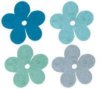 Fleurs En Feuille De Bananier Bleu 7 Cm 4 Pièces