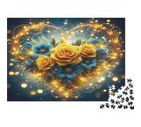 Fleurs en Forme de cœur Casse-tête 1000 Pièces en Carton Recyclé, Puzzle Complexe défi Entre Amis pour Un Tableau À Encadrer, Superbe Idée Cadeau 70x50cm/1000pcs