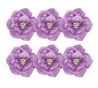 Fleurs en papier crépon faites à la main - Aspect réaliste - Violet - 20 cm