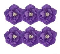 Fleurs en papier crépon faites à la main - Aspect réaliste - Violet foncé - 20 cm