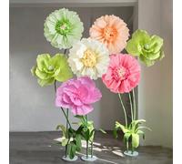 Fleurs en papier de soie géantes extra larges - Décorations artificielles en papier crépon coloré pour décor mural de mariage, douche nuptiale, décor d'anniversaire - Fournitures de fête mexicaine, cé