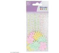 Fleurs en papier et perles autocollantes - Rainbow - 75 pcs Multicolore G