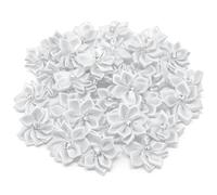 Fleurs en ruban en satin blanc de 25 mm avec strass au centre, fleurs artisanales, Tissu, blanc, 25-30mm