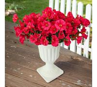 Fleurs en soie artificielle pour la décoration extérieure,12 paquets de fausses fleurs colorées gloire du matin fausses plantes résistantes aux UV pour la porte d’entrée jardinière porche patio cour