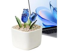 Fleurs en verre de avec tiges - Bouquet de fleurs artificielles décoratives élégantes en verre pour salon, chambre à coucher, bureau, fête, fête des mères, Saint-Valentin