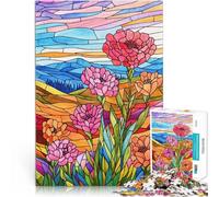 Fleurs en vitrail Puzzles 1000 pièces pour Adolescents Cadeaux de Jeux stimulants Car C'est Un pour Toute la Famille 38x26cm