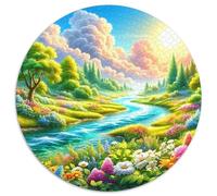 Fleurs et Arbres 1000 Pièces Puzzle Rond Puzzles Classiques Tableau Romantique Puzzle Rond Créatif - Jeu Éducatif Activité Familiale Intéressants Cadeau Unique 1000pcs (67.5x67.5cm)