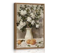 Fleurs et Citrons Vintage Tableau Decoration Murale Avec Cadre, Nature Morte à la Ferme Impression Sur Toile Esthétique Florale Botanique Affiche Peinture Decor Maison pour Salon Chambre 40X60cm