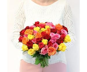 Fleurs et Délices - Brassée de Roses Multicolores Max Havelaar - Fleurs Fraîches - Bouquet de Roses Multicolores, Commerce Équitable Fairtrade, Idée Cadeau Anniversaire ou Amour, 40 Tiges