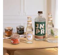 Fleurs et Délices - Coffret Bouteille Cocktail sans alcool JNPR - 2 Gingerbeer Hysope - 3 Terrines Ducs de Gascogne et Planche Aperitif en Bois - Cadeau Anniversaire Idée à Offrir