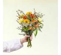 Fleurs et Délices - Petit Soleil - Fleurs Fraîches de Saison - Petit Bouquet Jaune et Orange, Idée Cadeau, env. 8 Tiges