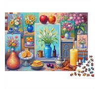 Fleurs et Fruits de Nature Morte Puzzles 1000 Pieces Picture Puzzles Magnifique Paysage for Adults Décoration Murale Tableau Décoratif 38x26cm/1000pcs