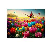 Fleurs et Papillons,Puzzles Puzzle en Papier Abstrait 1000 Pièces Adultes Puzzles Haute Difficulté Cadeau d'apprentissage Créatif(38x26cm)-E49