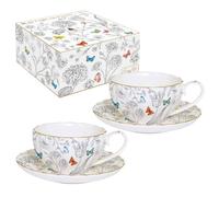 Fleurs et papillons Set de 2 Tasses à café Porcelaine 100 ml EASYLIFE SC