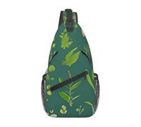 Fleurs et plantes. C'est un sac à bandoulière décontracté pour homme avec une grande capacité de stockage et une poche plaquée de chaque côté. Noir, taille unique