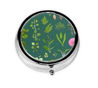 Fleurs et plantes. Cette petite boîte à pilules ronde est un organisateur de médicaments de voyage portable avec trois compartiments pour ranger les médicaments quotidiens.