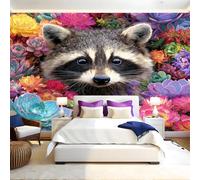 Fleurs Et Plantes Succulentes Wallpaper Papier Peint Panoramique raton laveur animal Intissé Photo Mural 400x280 cm Moderne Poster Salon Chambre Mur de fond Chambre Enfants Bureau Décor Maison