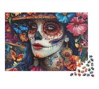 Fleurs et Yeux 1000 Pièces Crâne à Sucre Puzzle pour Adultes Qualité Premium Anti-Stress Stimuler l'esprit pour Débutants pour Collectionner 70x50cm/1000pcs