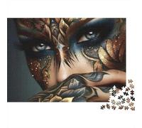 Fleurs et Yeux 1000 Pièces Visage tatoué Puzzle pour Adultes Carton sans Odeur Anti-Stress pour S'amuser Stimuler l'esprit avec Affiche Guide 70x50cm/1000pcs