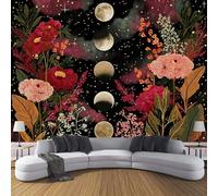 Fleurs Fantastiques Papier Peint Décoratif, Thème Du Ciel Étoilé Papier Peint En Soie, Convient Pour Les Salons, Les Chambres, Salles Bains Murs Bureaux Couleurs Mélangées 450X315 Cm