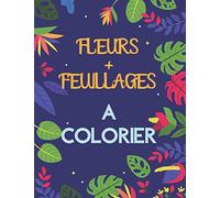 FLEURS + FEUILLAGES A COLORIER: Coloriage Anti-stress, Pages florales à colorier pour la relaxation & la détente, Coloriage Zen, 100 pages, 8.5*11 pouces, Couverture Mate