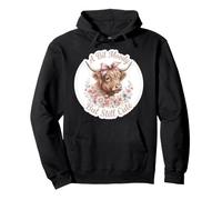 Fleurs Florales d'une Vache des Highlands Un Peu maussade mais Toujours Mignonne Sweat à Capuche