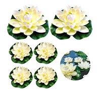 Fleurs Flottantes Nénuphars Artificielles Lot de 6, Fleur Mousse Lotus,fleurs lotus, nénuphar, étang Eva Lotus Flower pour piscine, aquariums, scènes ruisseau (10cm × 4 + 18cm 2)