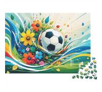 Fleurs Football Terrain 1000pcs pour Adultes Mini Puzzle Difficile | 52x38cm Carton Décor Salon Surface Lisse Cadeau Anniversaire Soulagement Anxiété