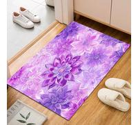 Fleurs Géométrique Abstrait en Violet Tapis Salon Moderne 60x90cm Tapis Antidérapant à Poil Ras, Plante Lotus Violet Rug Ne Perde Pas de Peluches, Facile à Entretenir Moquette Chambre