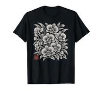 Fleurs japonaises bohème Style Sumi-E Fleurs d'orchives rares T-Shirt