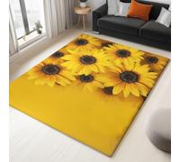 Fleurs Jaunes Tapis 60x90 cm Motif VéGéTal Moquette Antiderapant à Poils Courts Tapis 3D Lavable en Machine Convient aux EntréEs Couloirs et Portes d'Entrée b-1993