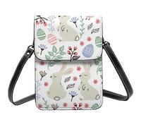 Fleurs Lapins Oiseaux Fleur Paris Tour Eiffel Crossbody Sacs à main pour téléphone portable pour femme, Cuir PU Mignon Imprimé Petit portefeuille pour téléphone portable