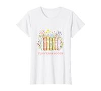 Fleurs & Livres Éventail Style Vintage T-Shirt Graphique avec Valeur