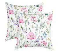 Fleurs Lot De 2 Taies d'oreillers 60x60cm Aquarelle Botanique Housse de Coussin pour Le Salon Chambre à Canapéer Housse Coussin Fleurs Nature Thèmes Décor Taie Oreiller pour canapé Chaise