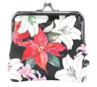 Fleurs lys noir portefeuille pour femmes cuir mignon baiser fermeture éclair boucle changement sac à main portefeuille, fleurs lys noir, classique, fleurs lys noir, classique, Fleurs lys noir