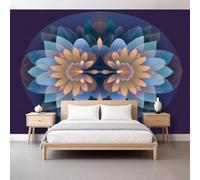 Fleurs Mandala Papier Peint Photo 450 x 315 cm Murale Panoramique, Bohème Murales Papier Peint Bureau Salon Chambre Décoration Panoramique Tapisserie
