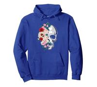 Fleurs mexicaines Jour des Morts Día de Los Muertos Sweat à Capuche, Unisexe pour Adultes, Bleu Royal, M