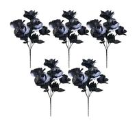 Fleurs noir et blanc | Fleurs, 5 pièces florales réalistes gothiques avec pour centres de table pour fête de chambre à coucher